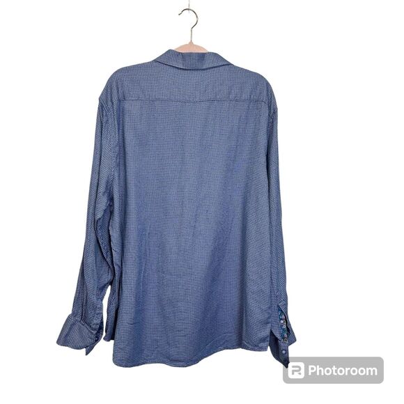 Robert Graham Shirt Men 3XL Blue Paisley Reverse Flip Cuff Button Up long Sleeve - Picture 2 of 13
